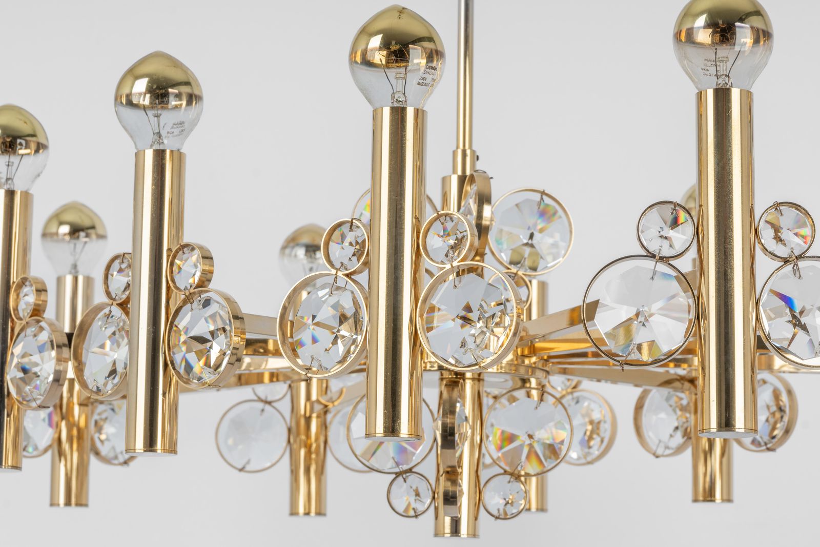 photo furniture Large Gilt Brass Chandelier, Sciolari Design By Palwa, Germany, 1970s