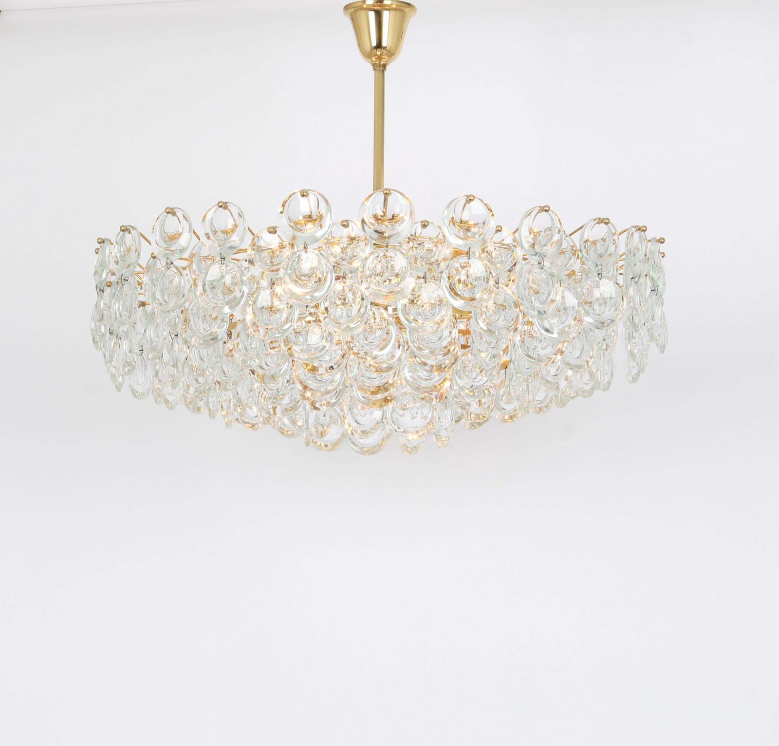 Huge Gilt Brass And Crystal Chandelier, Sciolari Design By Palwa, Germany, 1970s photo vinterior