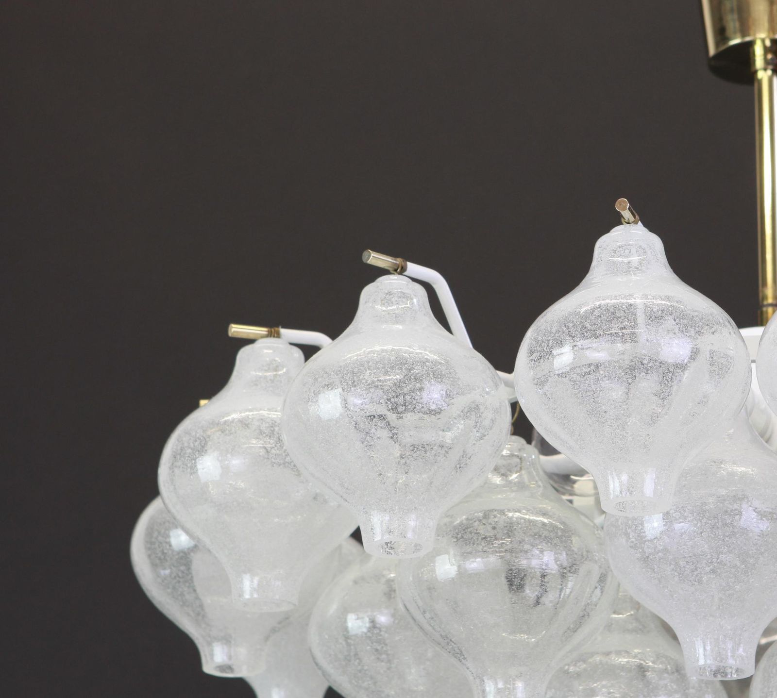 1 Of 8 Large Tulipan Glass Chandelier By Kalmar, Austria, 1960s photo Lighting