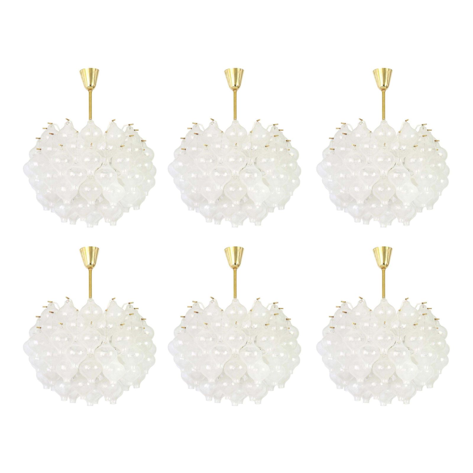 1 Of 6 Large Tulipan Glass Chandelier By Kalmar, Austria, 1960s