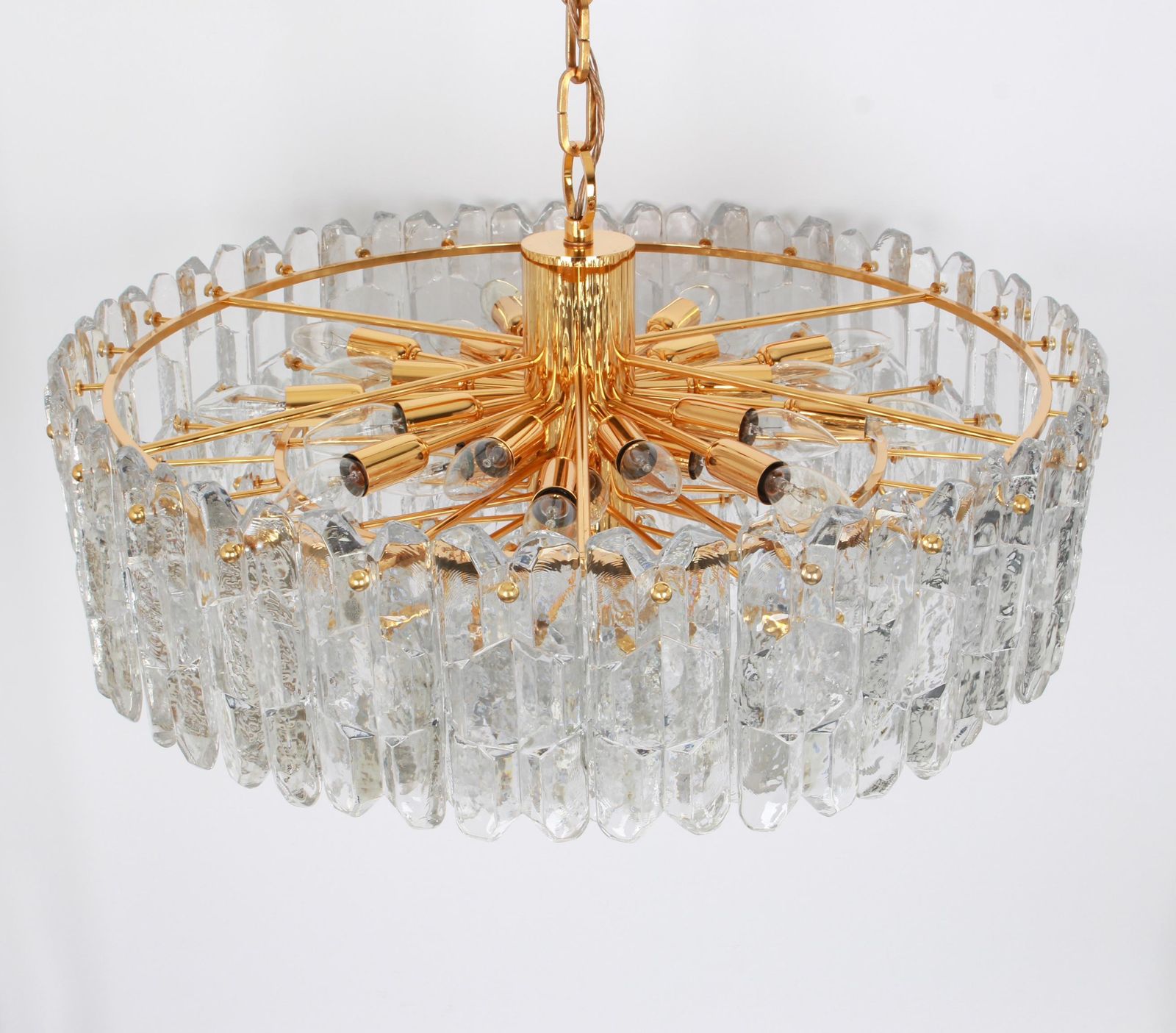 1 Of 2 Huge Kalmar Chandelier 'Palazzo', Gilt Brass Glass, Austria, 1970 photo vinterior