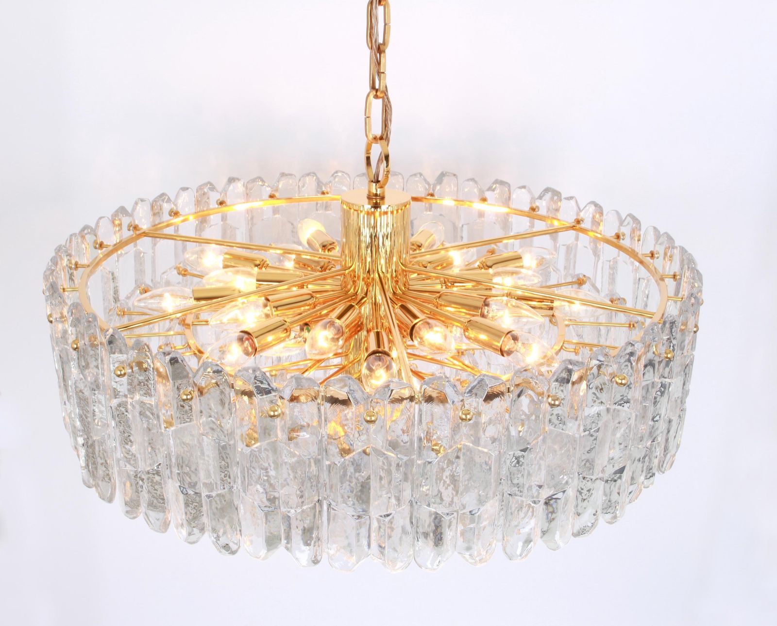 15474.0 1 Of 2 Huge Kalmar Chandelier 'Palazzo', Gilt Brass Glass, Austria, 1970 photo
