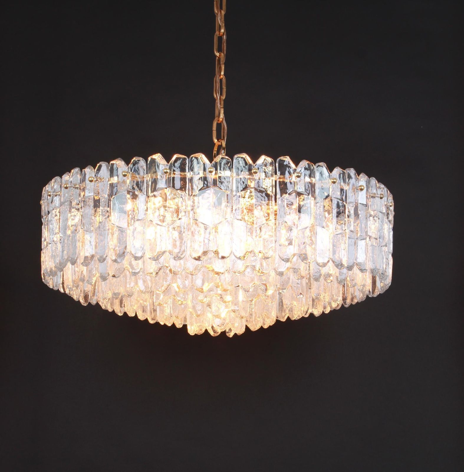photo vinterior 1 Of 2 Huge Kalmar Chandelier 'Palazzo', Gilt Brass Glass, Austria, 1970