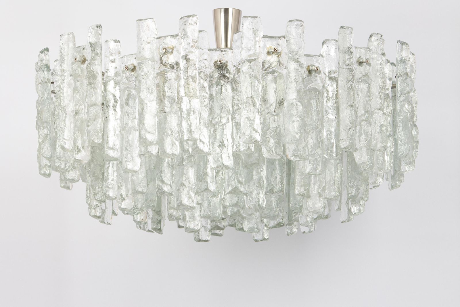 Huge Kalmar Chandelier 'Soria', Ice Glass, Germany, 1970 photo for sale
