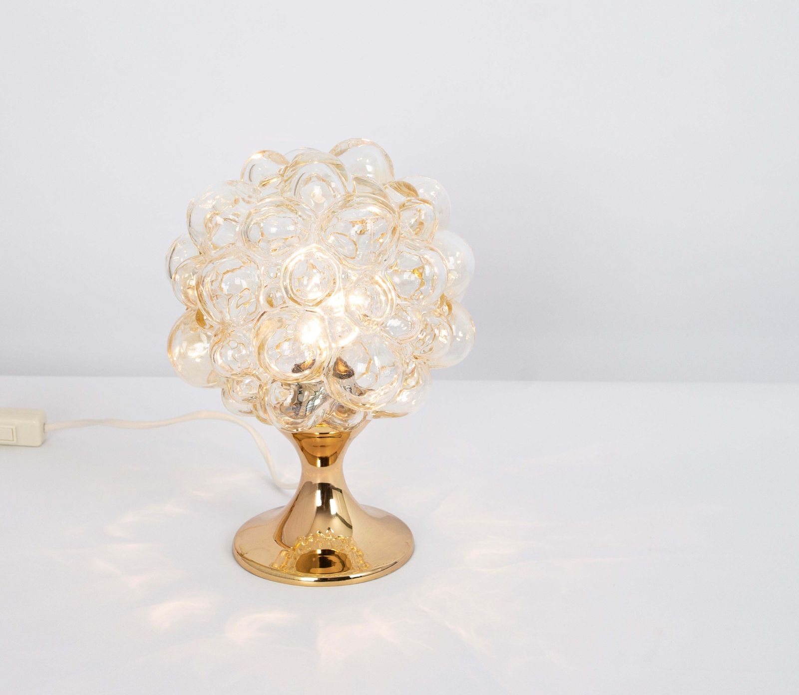 1 Of 6 Petite Amber Bubble Glass Table Lamps, Germany, 1970s photo Lighting