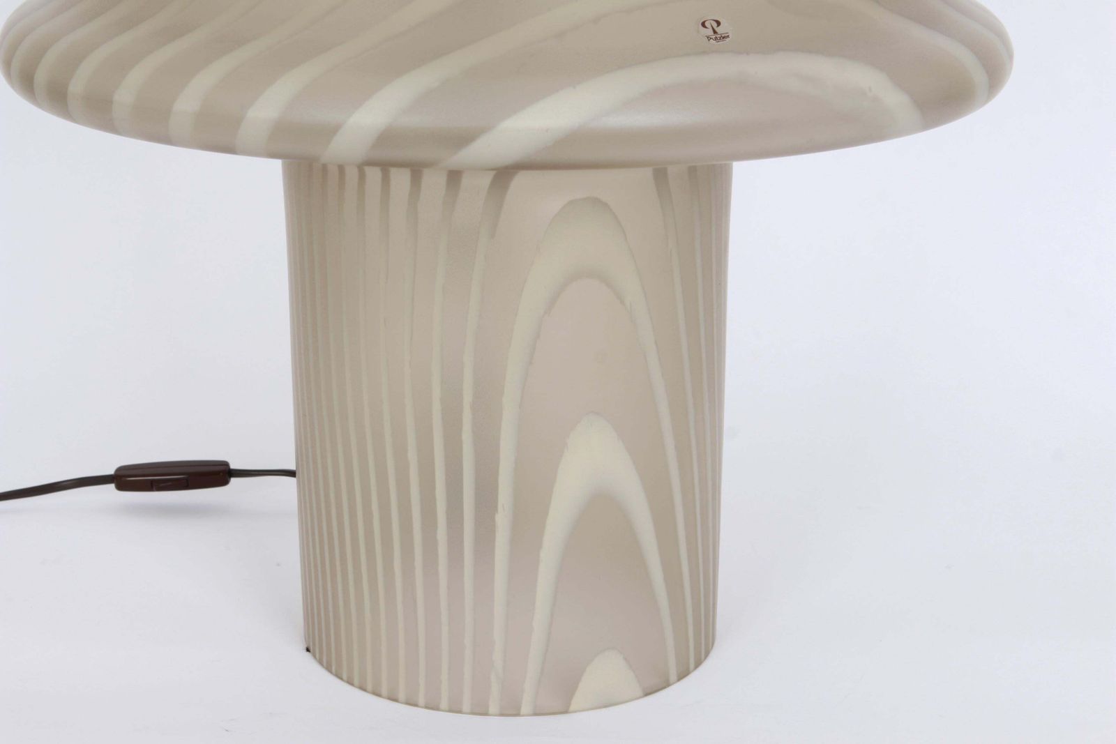 1 Of 2 Wonderful Glass Mushroom Table Lamps By Peill & Putzler, Germany, 1970s photo vinterior