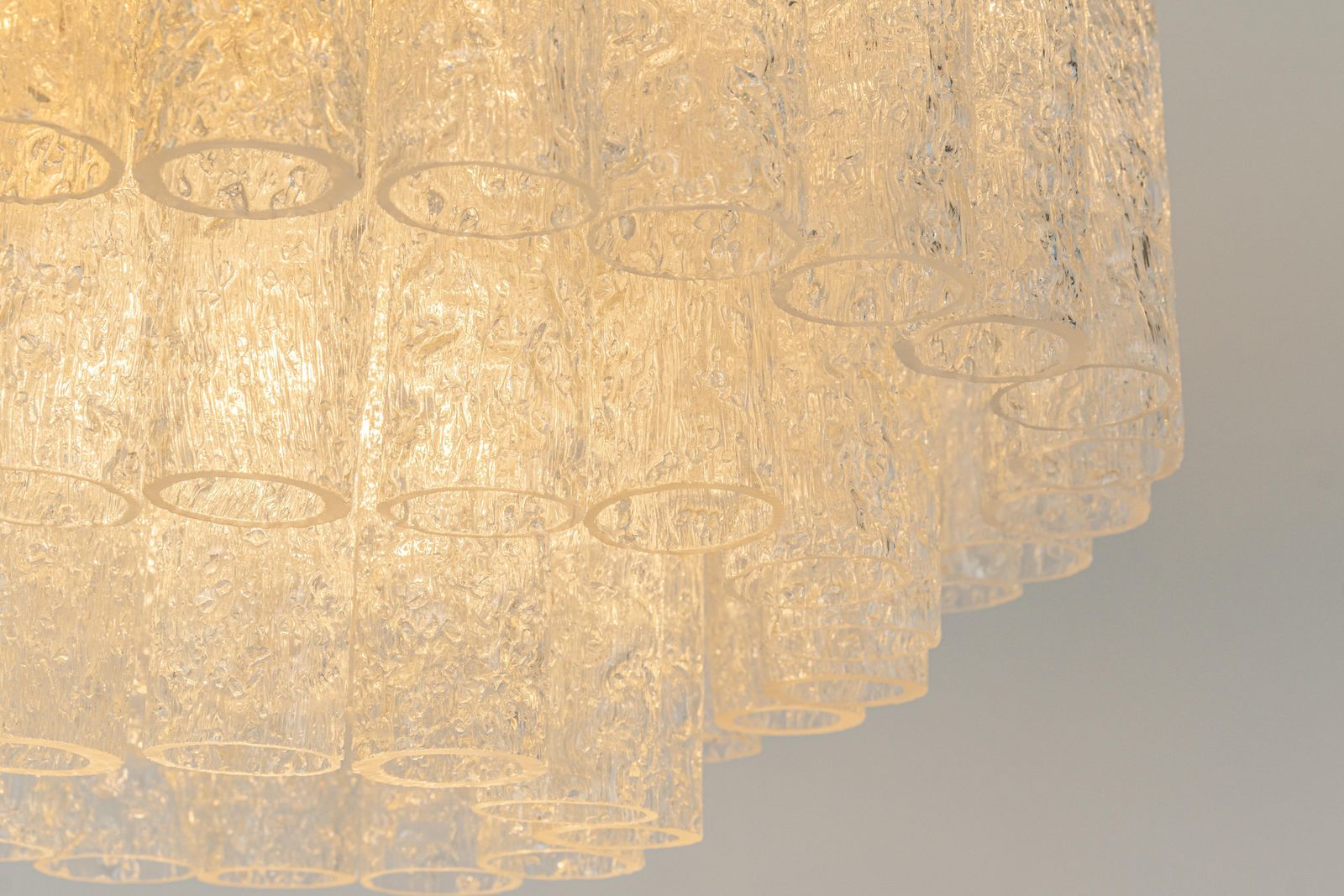 1 Of 2 Doria Ice Glass Tubes Chandelier, Germany, 1960s photo vintage