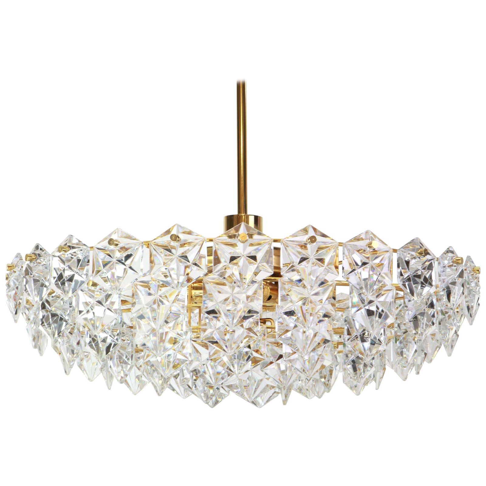 Stunning Huge Chandelier, Brass And Crystal Glass By Kinkeldey, Germany, 1970s