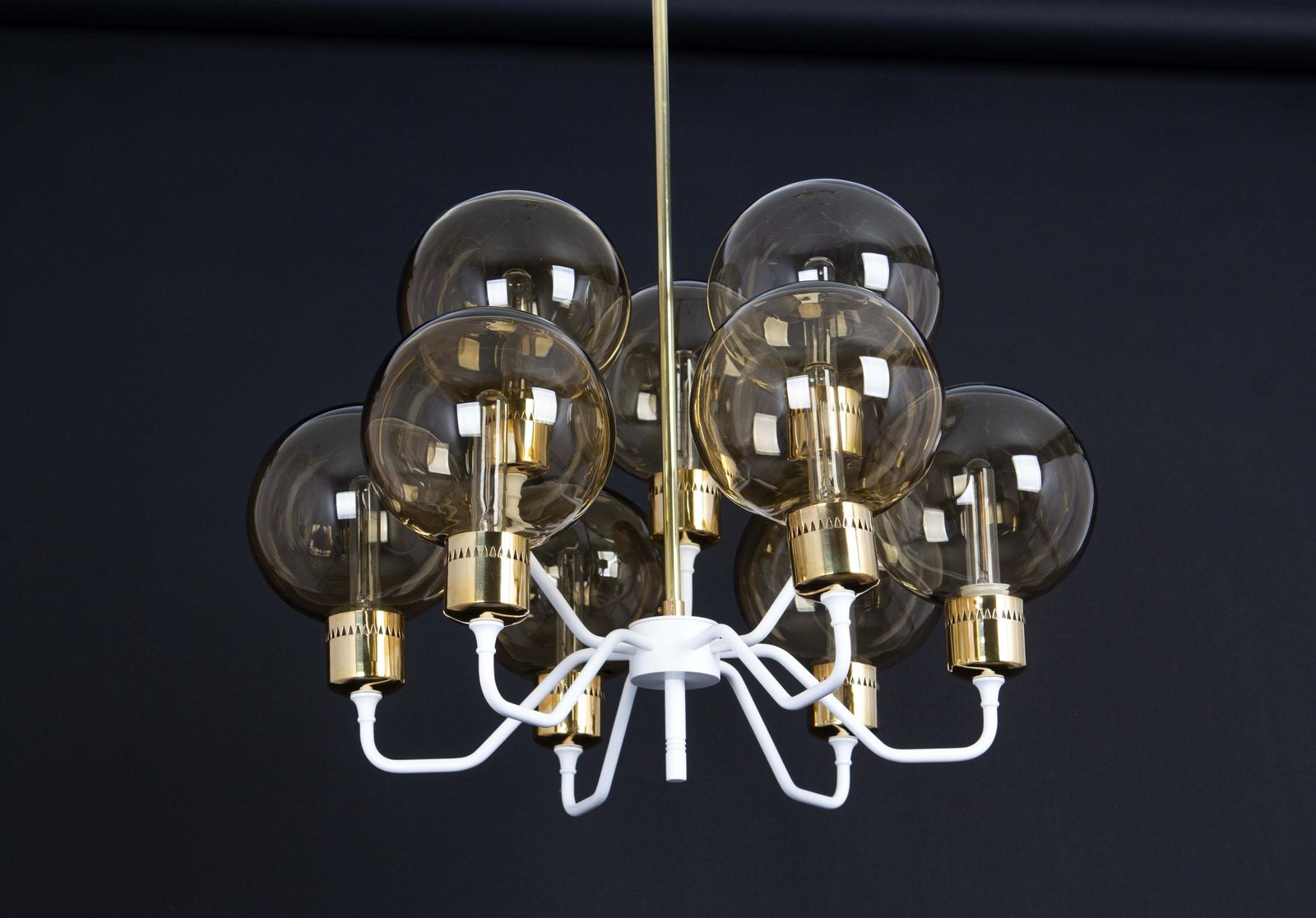 photo furniture Stunning Large Metal And Smoke Glass Sconce, Hans Agne Jakobsson, Sweden, 1970s