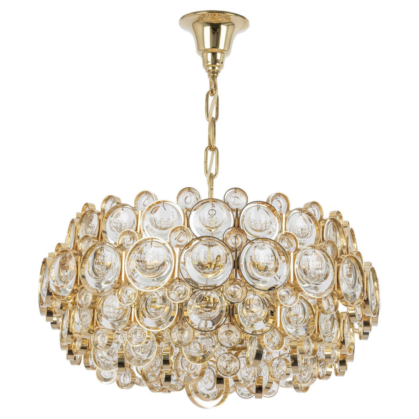 1 Of 3 Stunning Gilt Brass Chandelier, Sciolari Design By Palwa, Germany, 1970s photo furniture