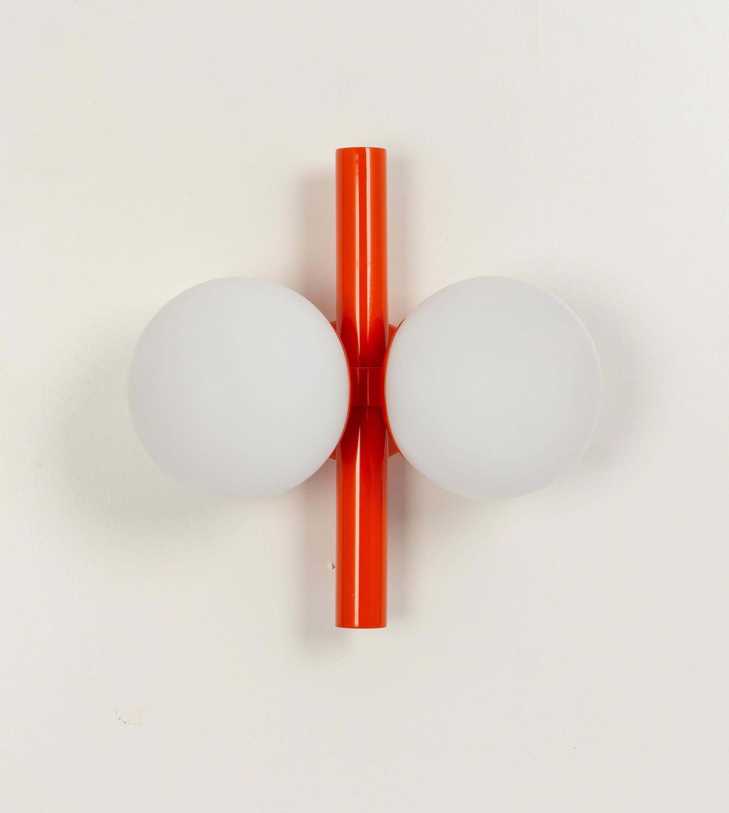 1 Of 3 Midcentury Orbital Wall Lights In Orange By Kaiser, Germany, 1970s photo for sale