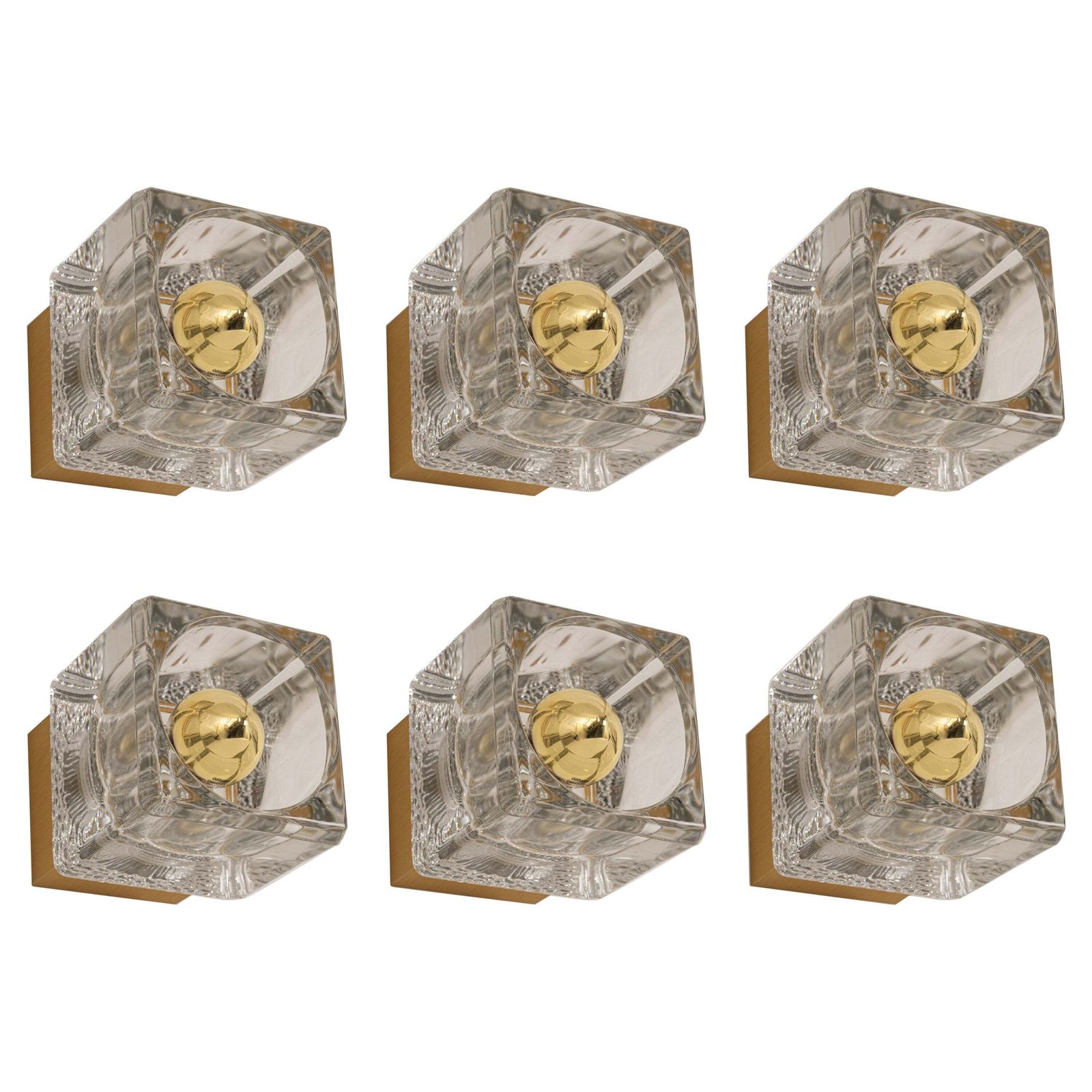 1 Of 10 Petite Crystal Glass Brass Wall Sconces By Peill & Putzler, Germany