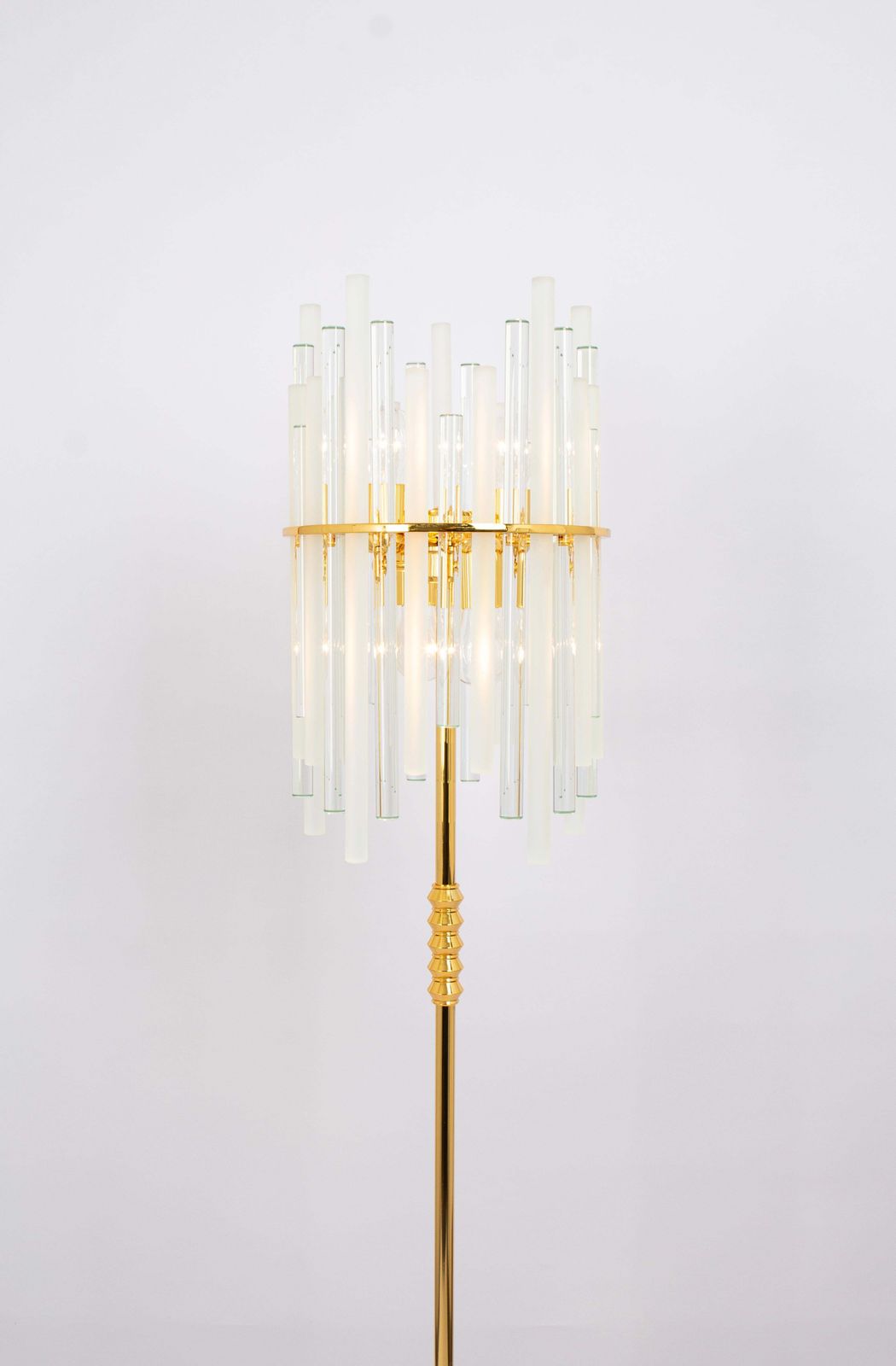 photo for sale Stunning Large Brass Floor Lamp With Crystal Rods By C.Palme , Germany, 1970s
