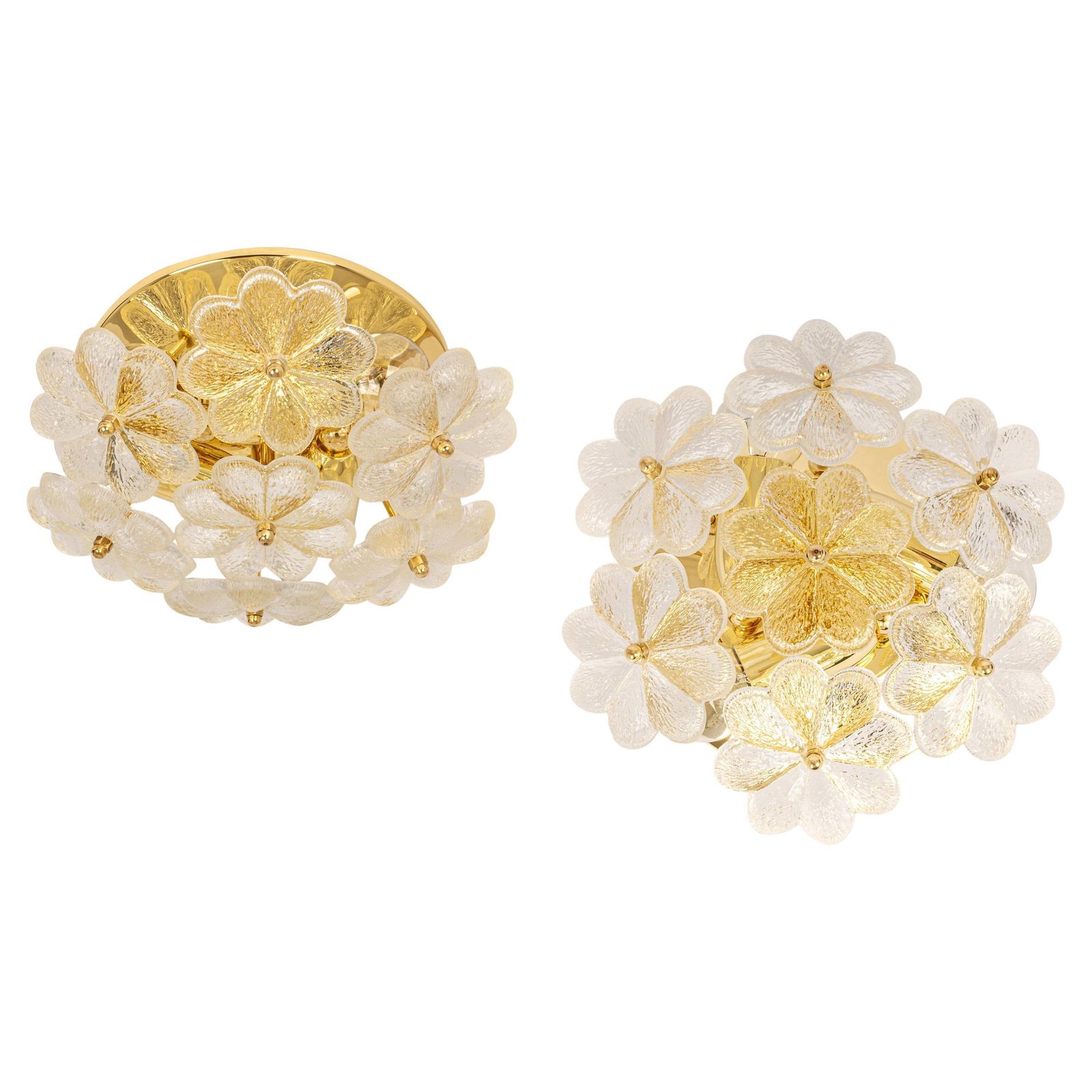 1 Of 5 Stunning Petite Glass Flower Wall Light By Ernst Palme, Germany, 1970s