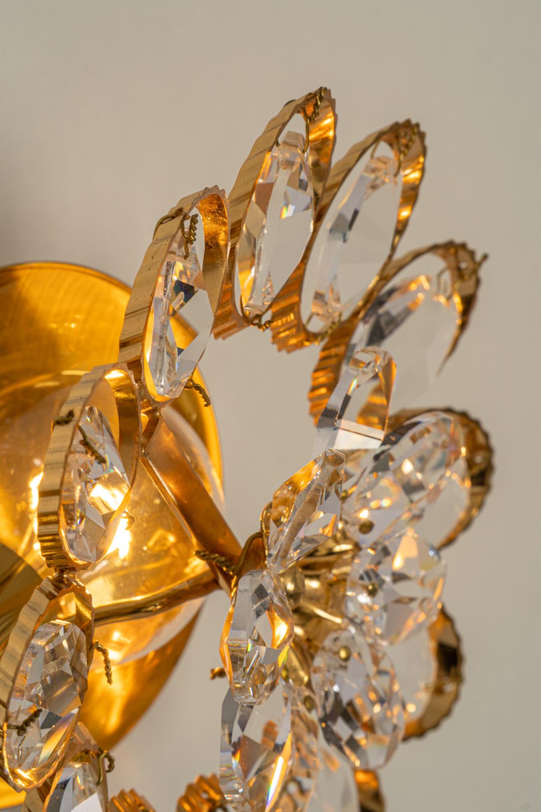 1 Of 4 Gilt Brass Flower Shape Wall Lights By Palwa, Germany, 1970s photo for sale