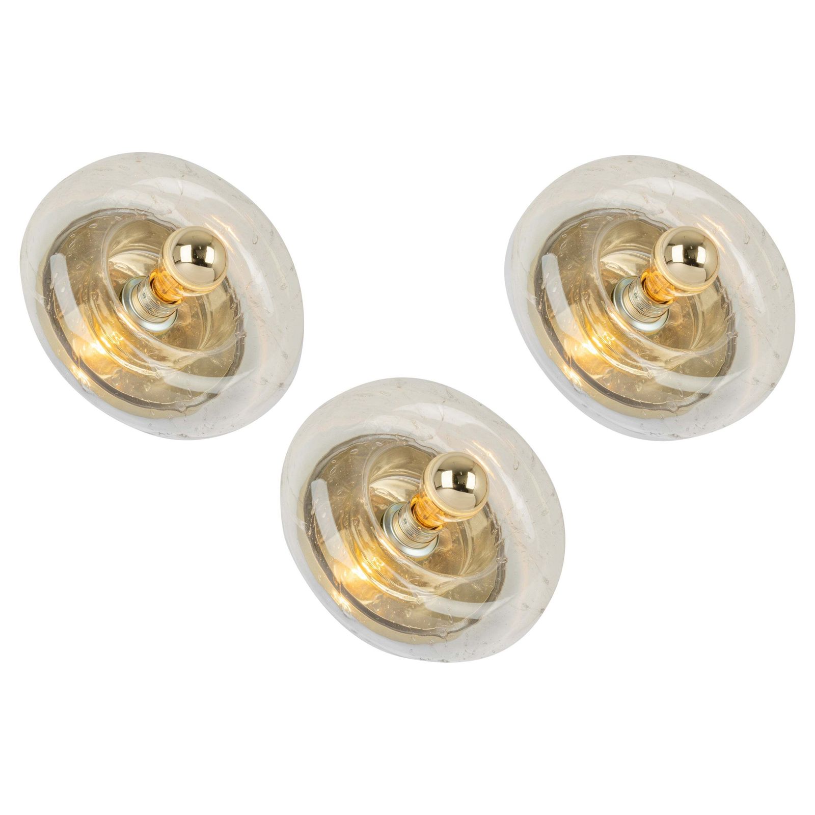 1 Of 6 Special Clear Glass Wall Light Doughnut Shape By Doria, Germany, 1960s