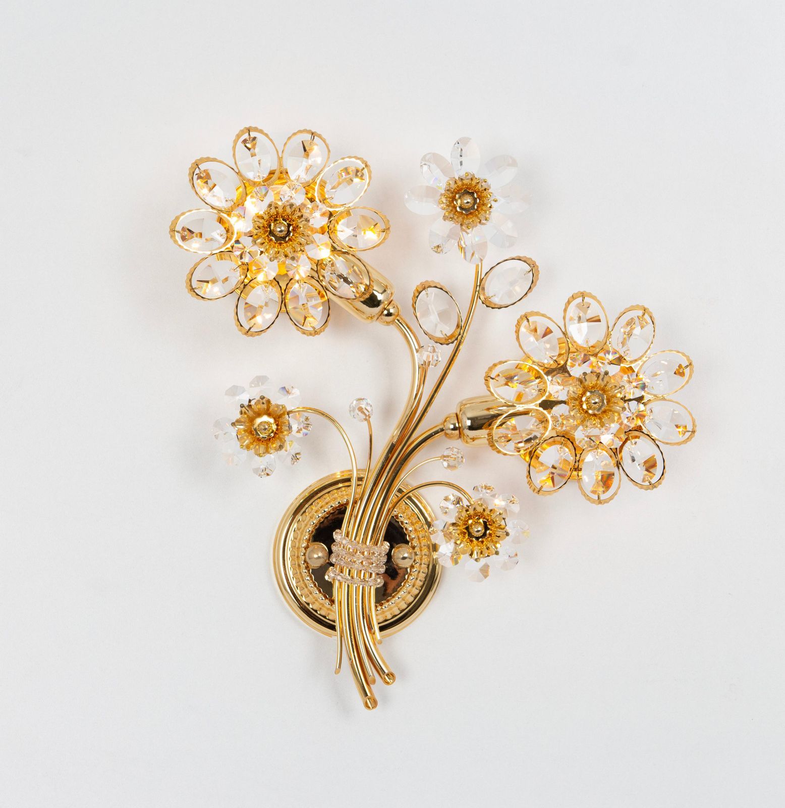 photo vinterior 1 Of 4 Large Gilt Brass Flower Shape Wall Lights By Palwa, Germany, 1970s