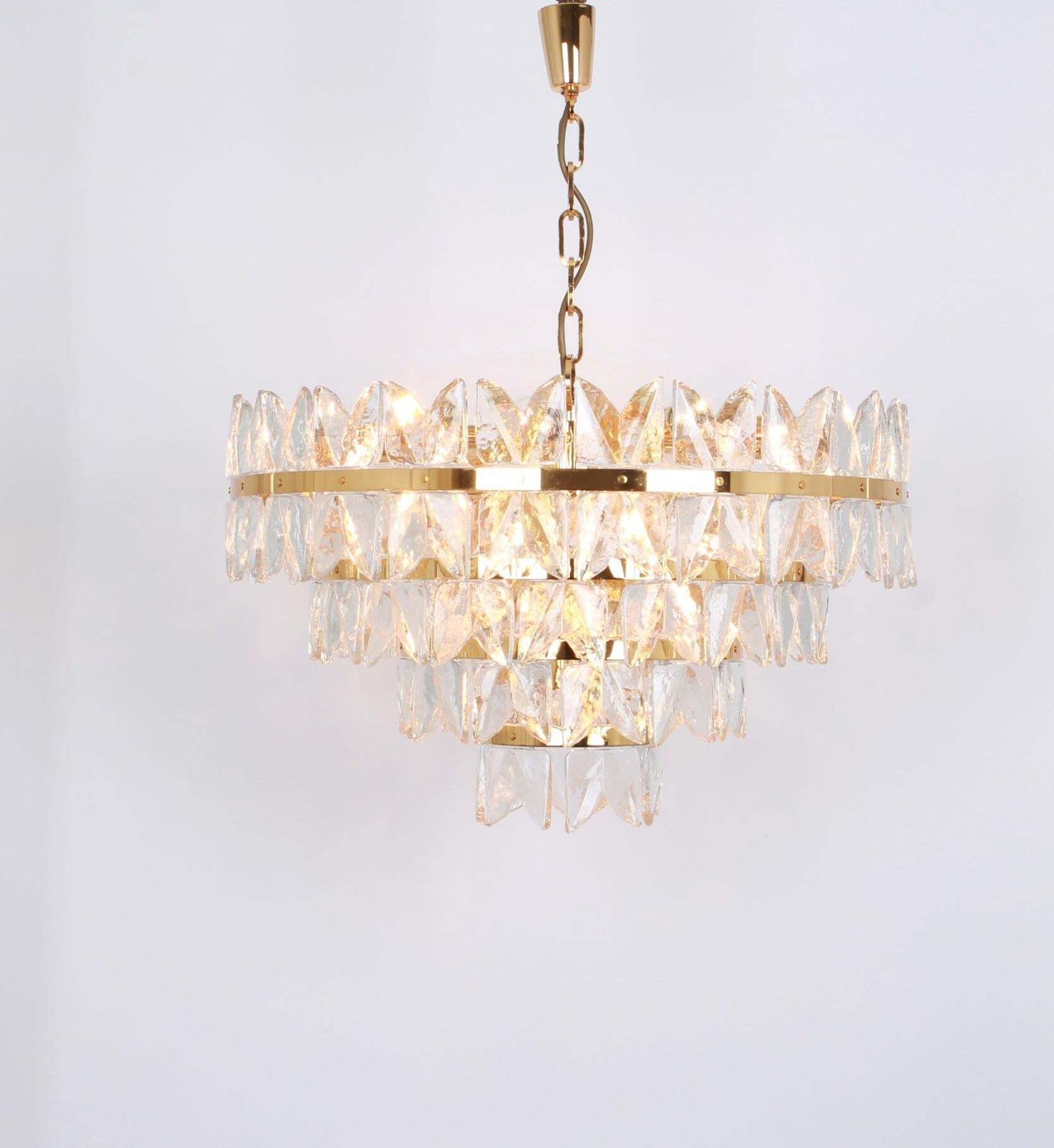 Huge Kalmar Chandelier 'Corina', Gilt Brass Glass, Austria, 1970 photo buy