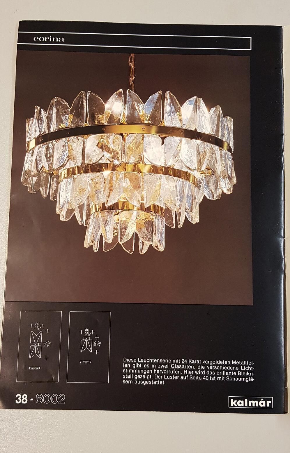 Lighting Huge Kalmar Chandelier 'Corina', Gilt Brass Glass, Austria, 1970 photo