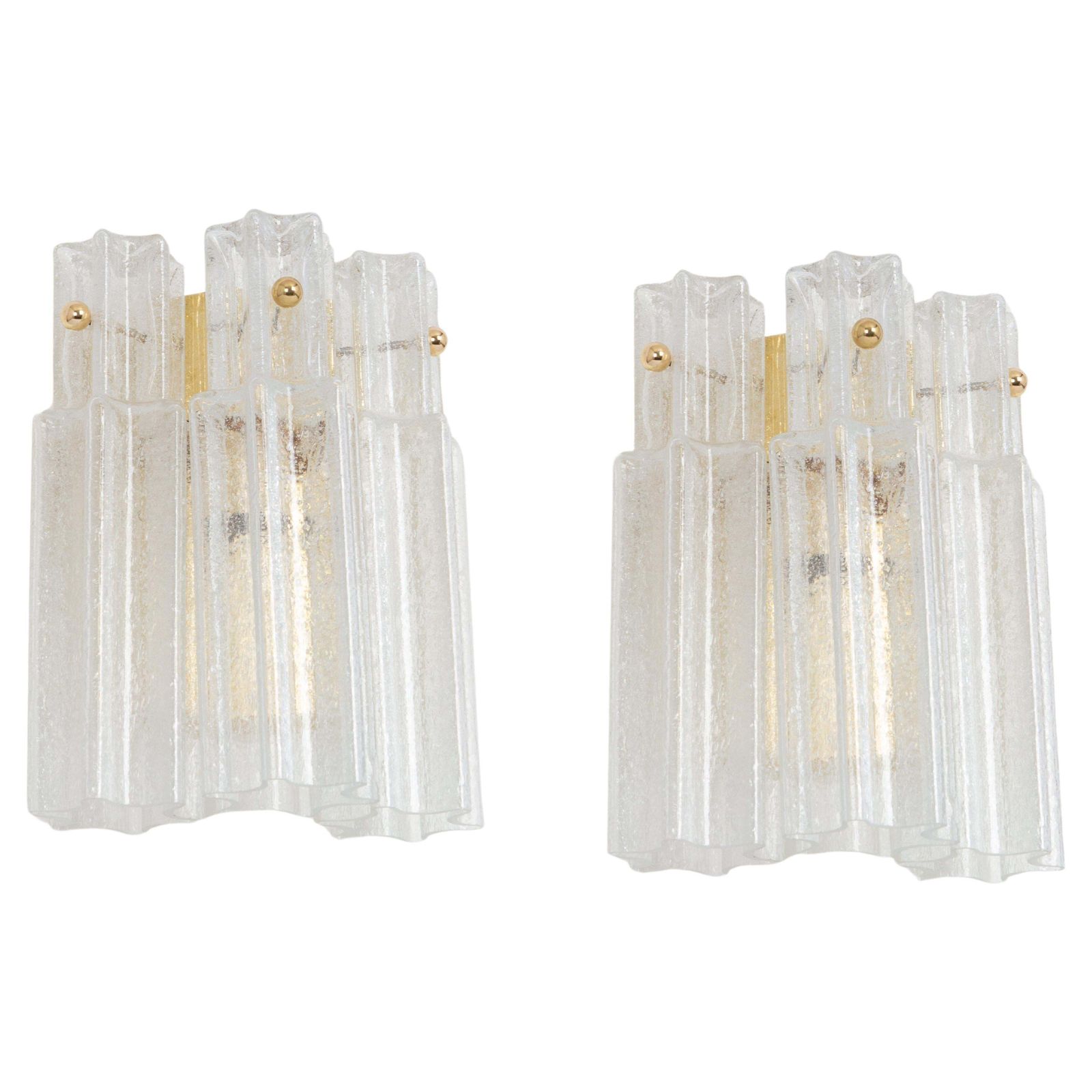 1 Of 2 Sets Of Frosted Glass Wall Lights By Limburg, Germany, 1960s