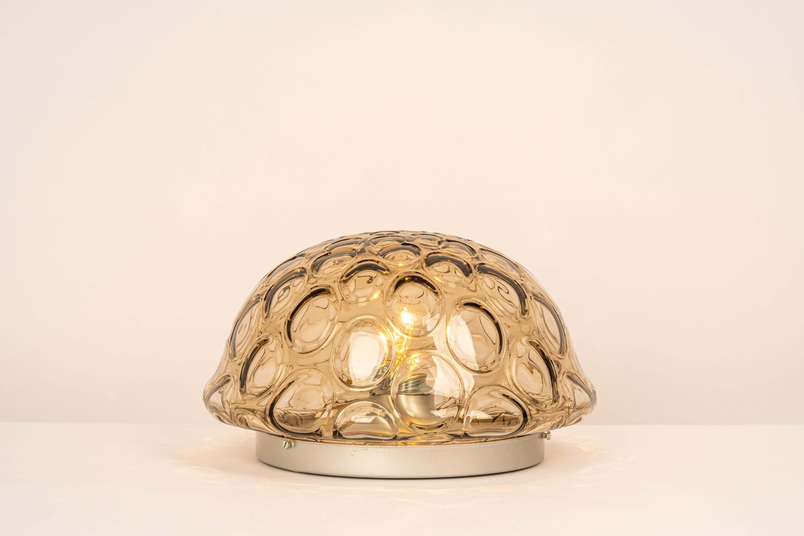 1 Of 2 Midcentury Flushmount / Wall Light Smoked Glass, Sputnik, Germany photo vintage