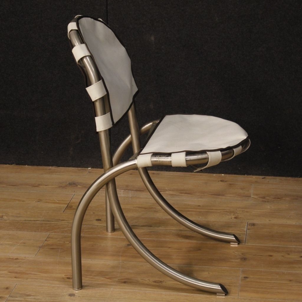 4 Italian Chairs In Steel And Fabric By Bazzani Design photo Furniture