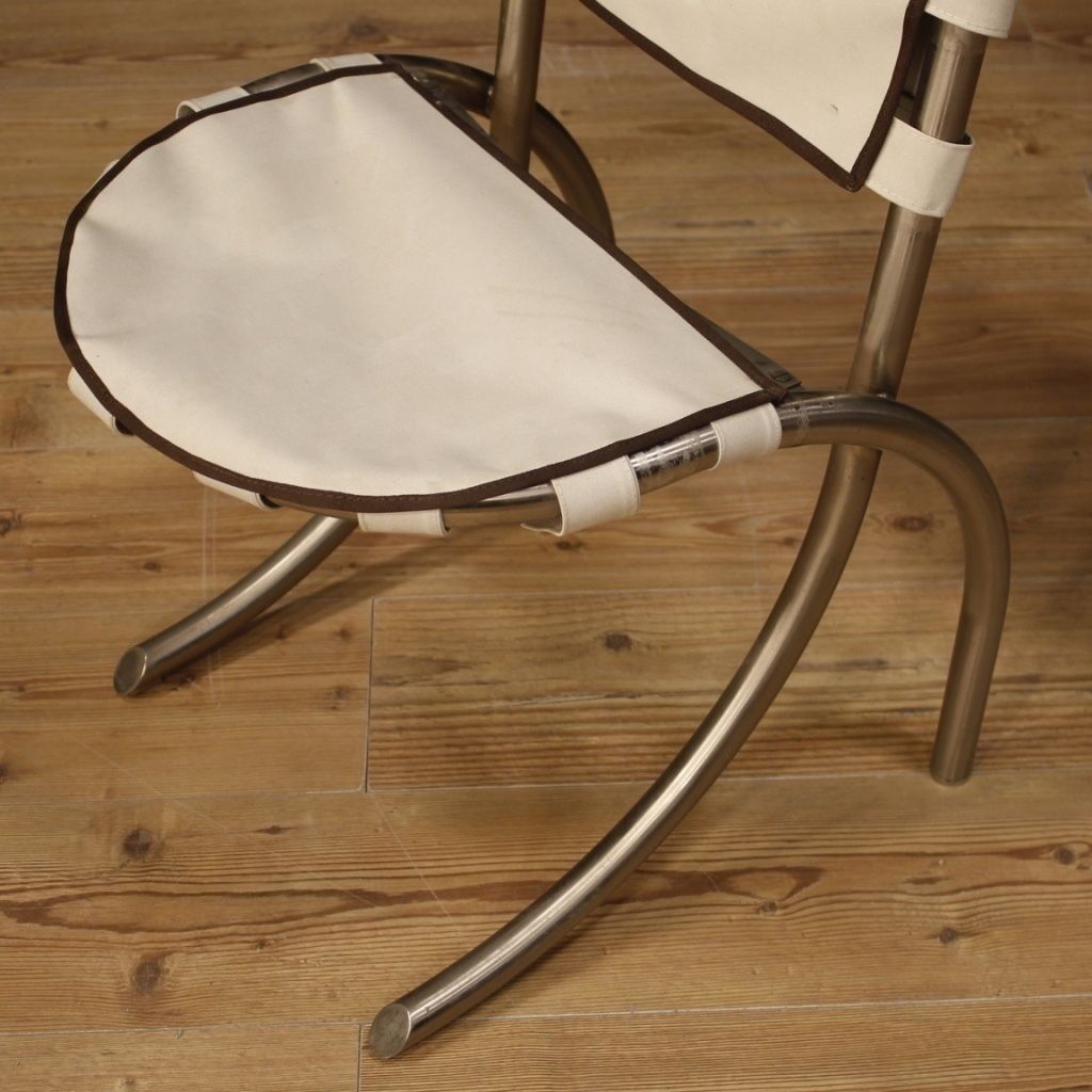 photo furniture 4 Italian Chairs In Steel And Fabric By Bazzani Design