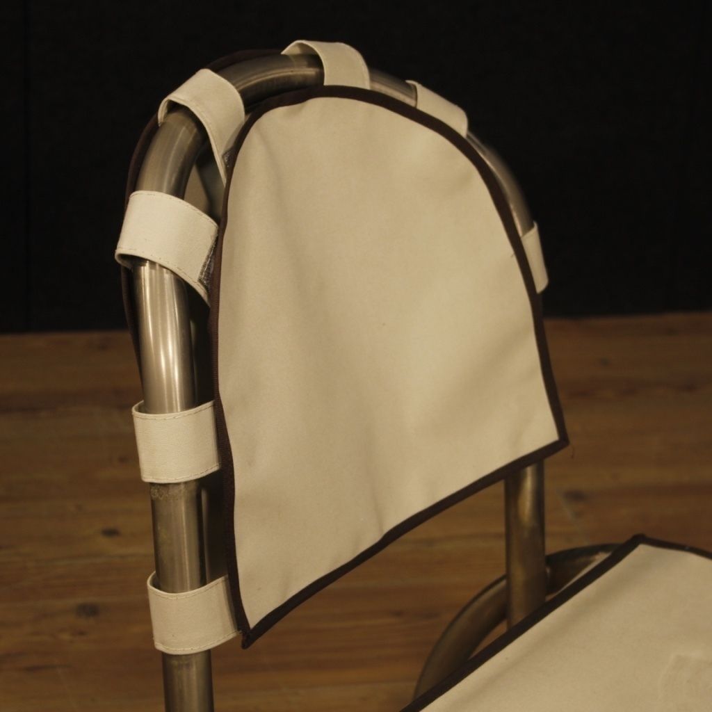 photo for sale 4 Italian Chairs In Steel And Fabric By Bazzani Design