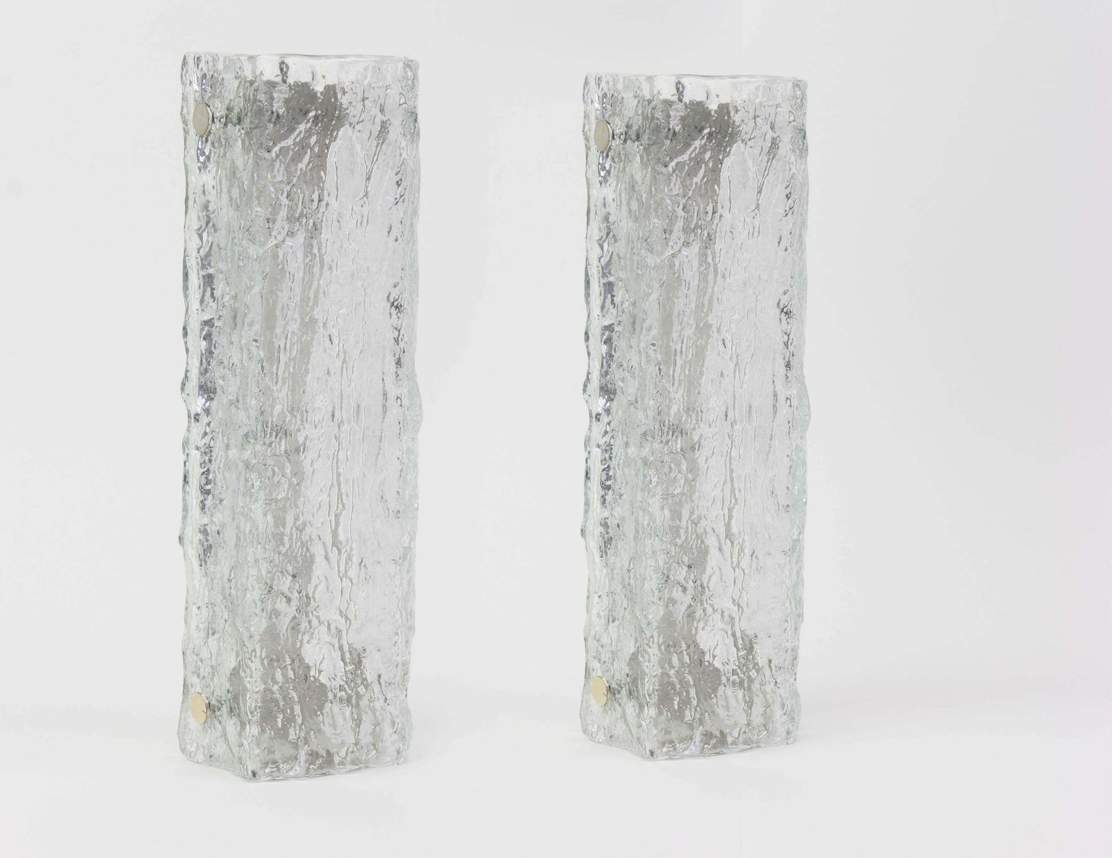 1 Of 3 Large Murano Ice Glass Vanity Sconce By Kaiser, Germany, 1970s photo for sale