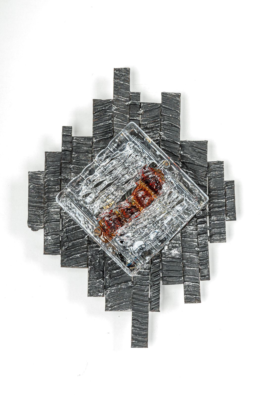 Pair Of Albano Poli Brutalist Style Murano Glass Sconces By Poliarte, 1970s photo for sale