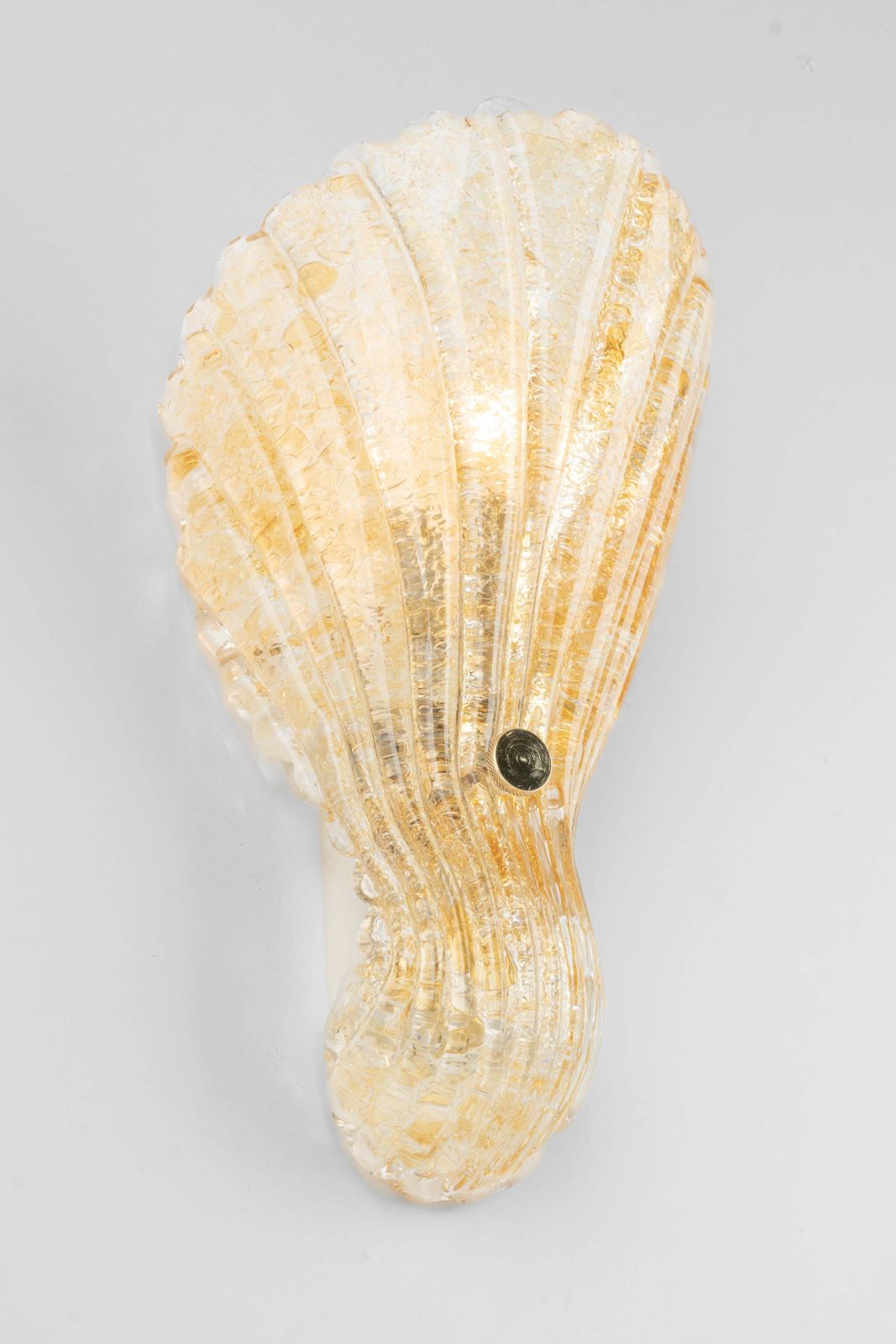 Pair Of Murano Ice Glass Brass Sconces By Hillebrand, Germany, 1970s photo vintage
