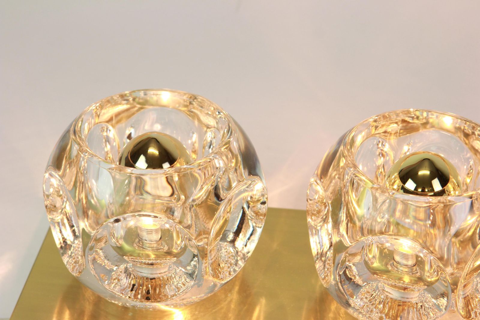 Pair Of Crystal Glass Wall Sconces Design By Sciolari For Peill & Putzler photo buy