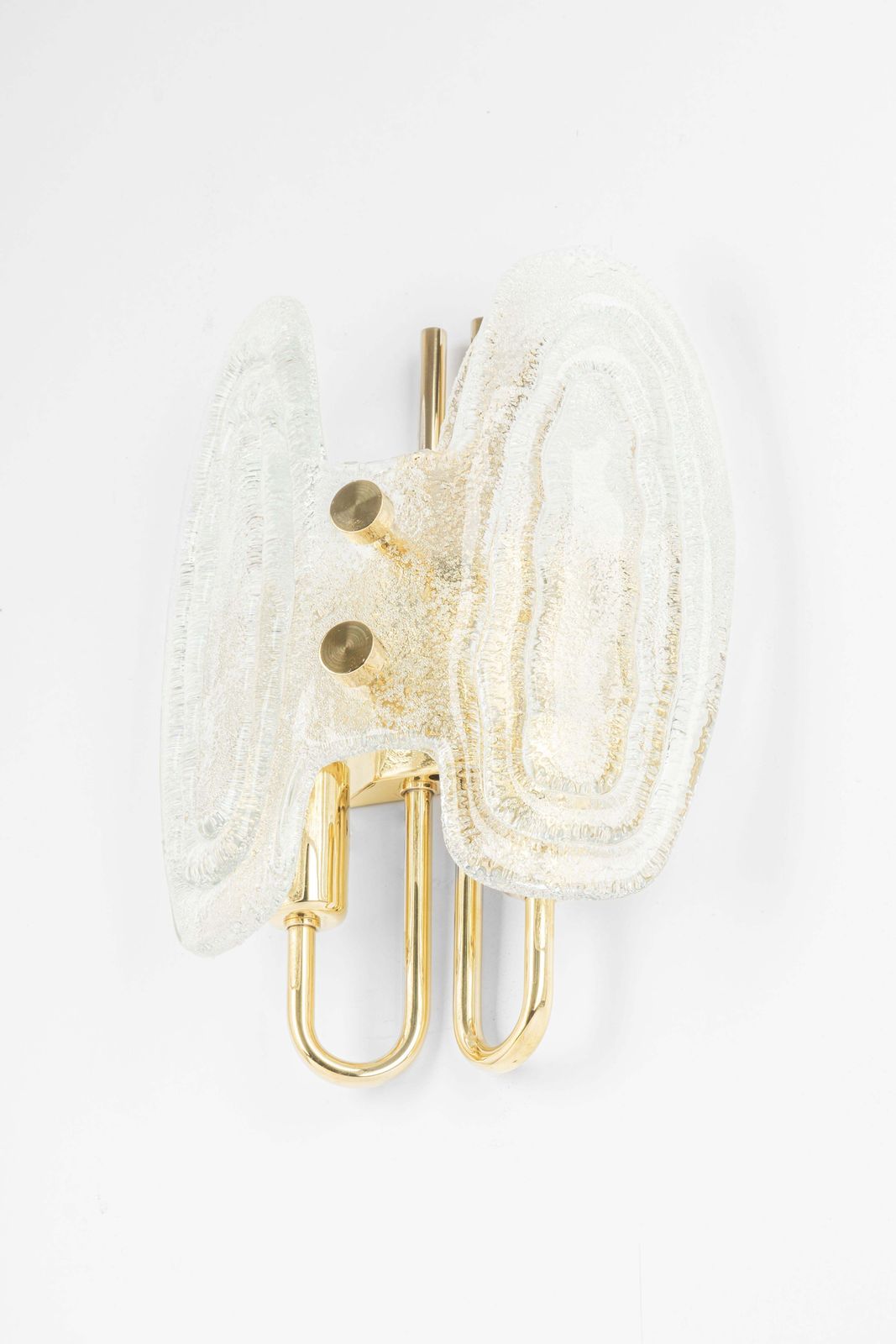Pair Of Murano Ice Glass Brass Sconces By Hillebrand, Germany, 1970s photo Lighting