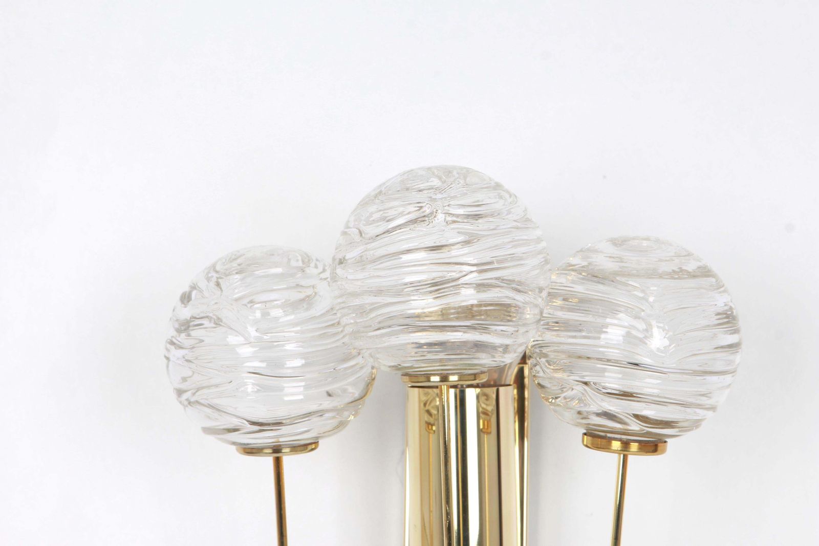 Pair Of Rare Sputnik Brass And Murano Glass Wall Sconces By Doria, Germany, 1960 photo for sale