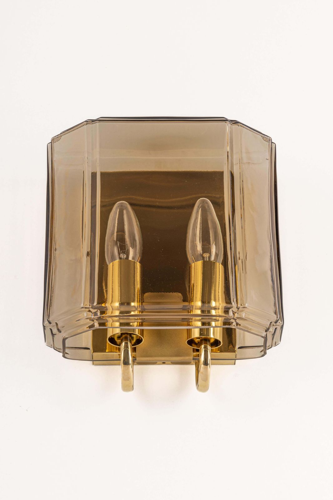 Pair Of Large Smoked Glass Sconce By Limburg, Germany photo for sale