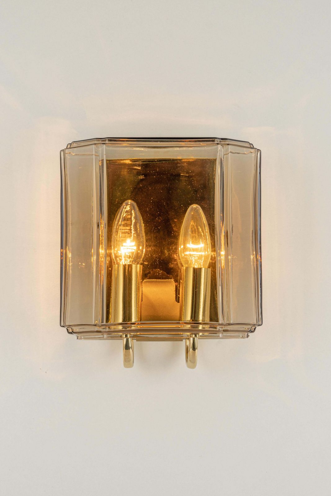 Pair Of Large Smoked Glass Sconce By Limburg, Germany photo vinterior