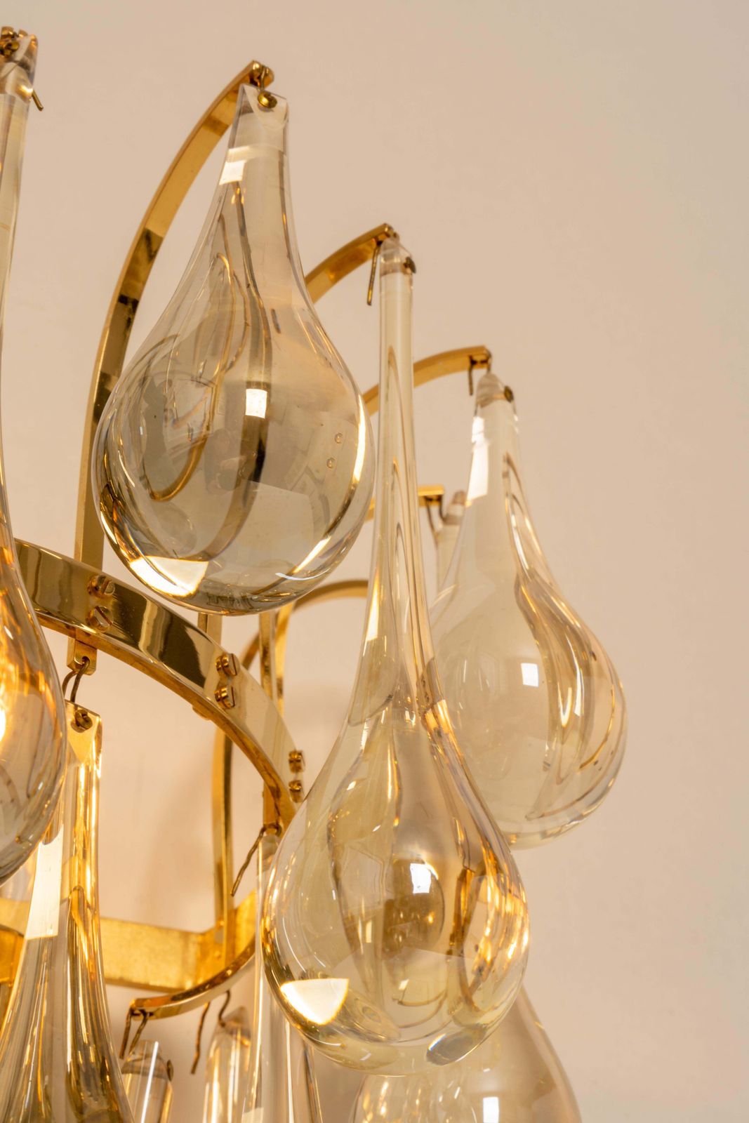 Large Pair Of Golden Gilded Brass And Crystal Sconces By Palwa, Germany, 1970s photo vinterior