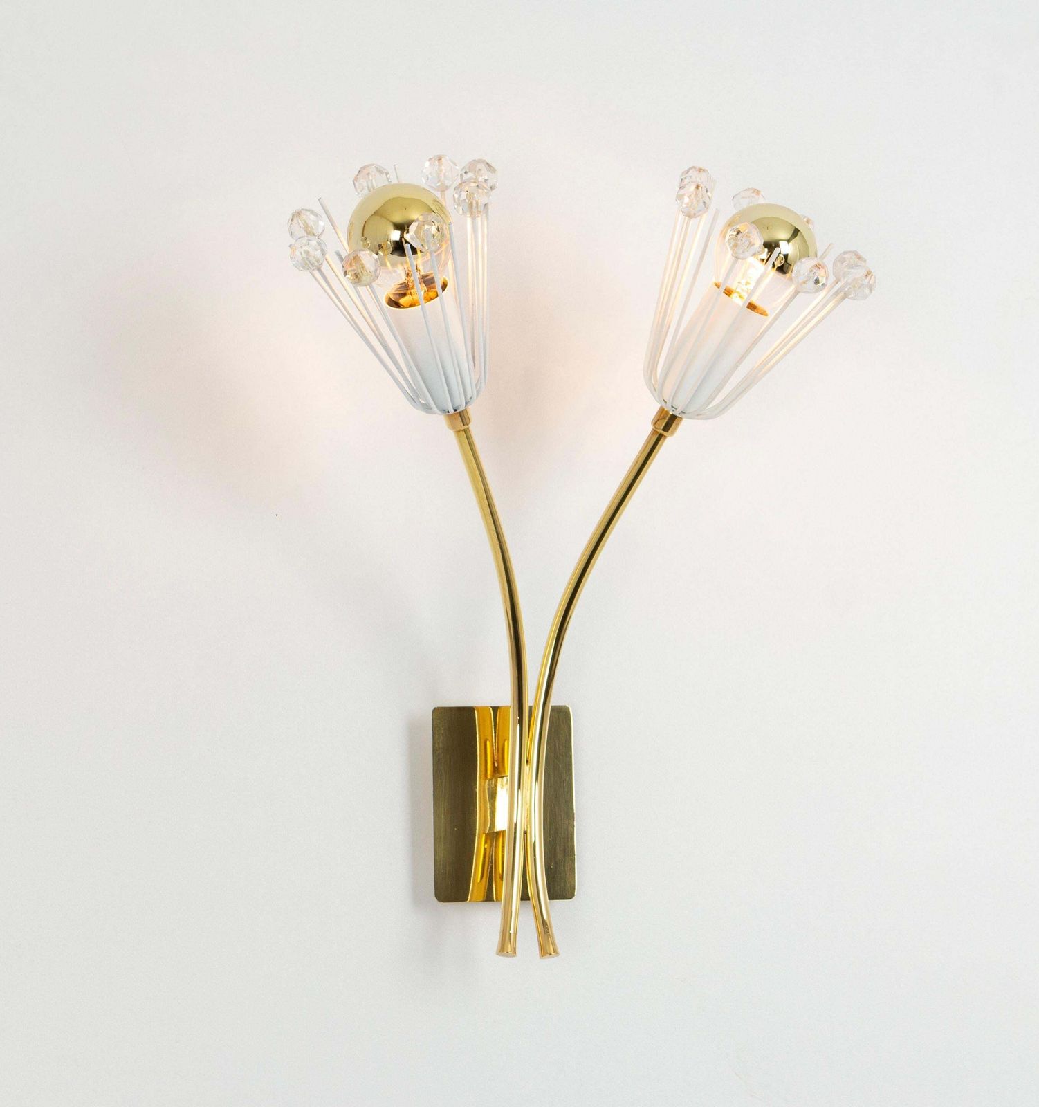 Pair Of Stunning Brass And Glass Wall Sconces Designed By Emil Stejnar, 1960s photo for sale