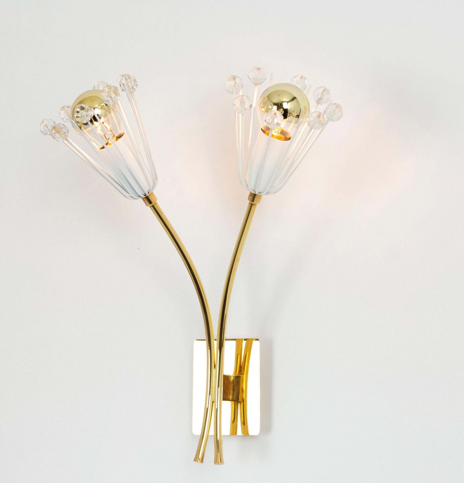 Pair Of Stunning Brass And Glass Wall Sconces Designed By Emil Stejnar, 1960s photo Lighting