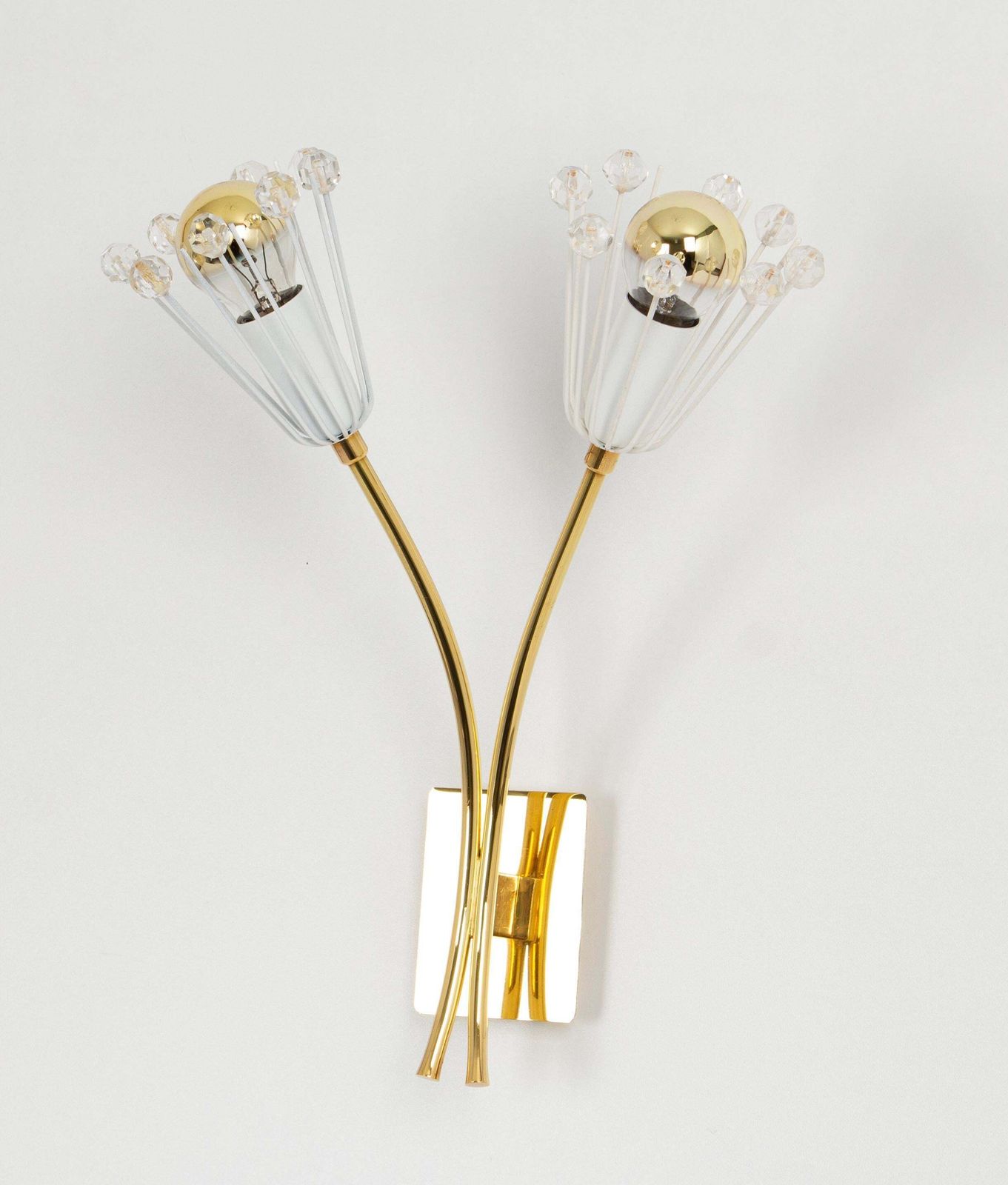Pair Of Stunning Brass And Glass Wall Sconces Designed By Emil Stejnar, 1960s photo vintage