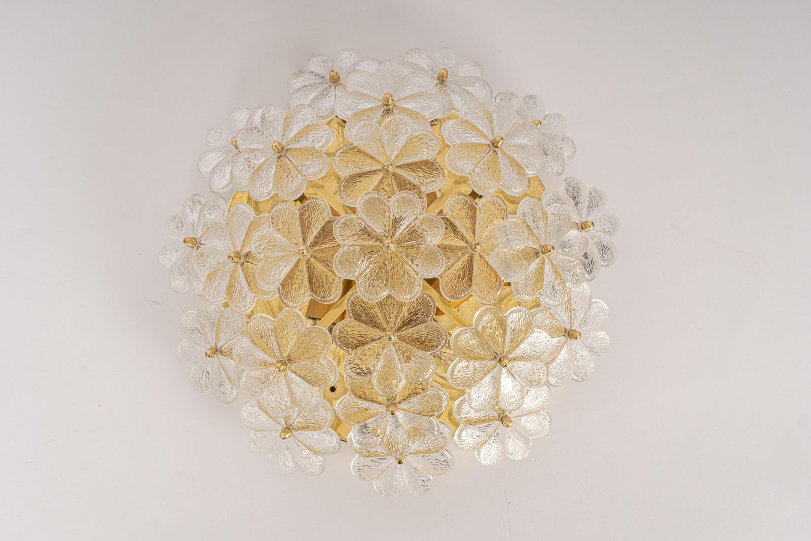 1 Of 4 Stunning Murano Glass Flower Ceiling Light By Ernst Palme, Germany, 1970s photo vintage