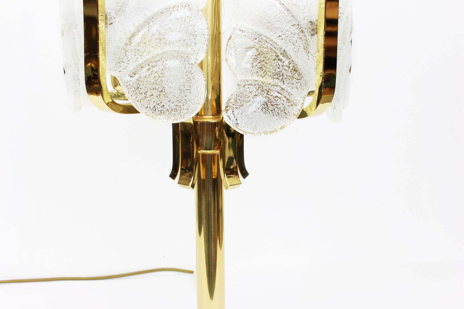 1 Of 2 Rare Carl Fagerlund For Orrefors Table Lamp, Murano Glass Leaves, 1960s photo Lighting