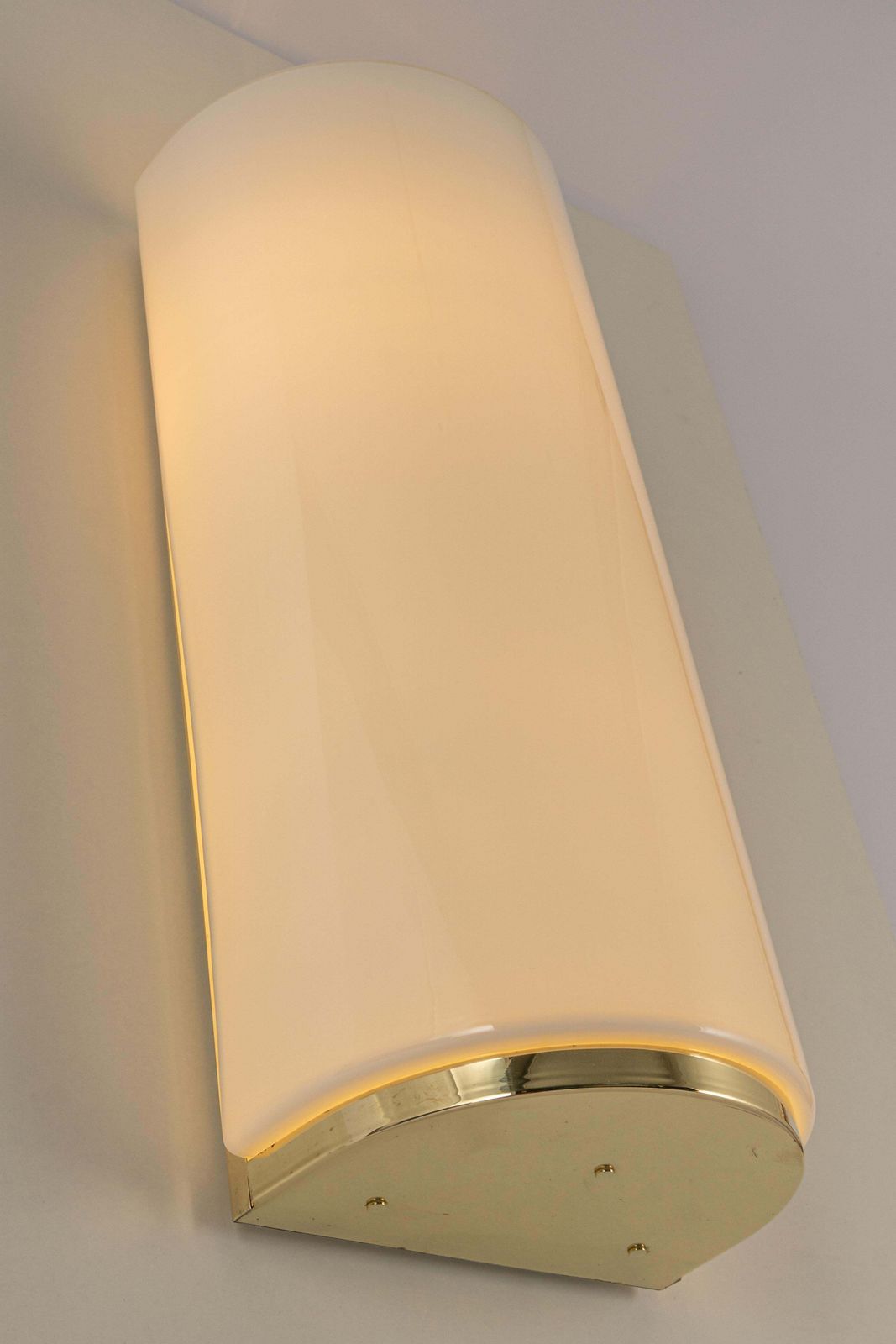 Pair Of Large Opal Glass Brass Sconces Designed By Limburg, Germany photo vintage