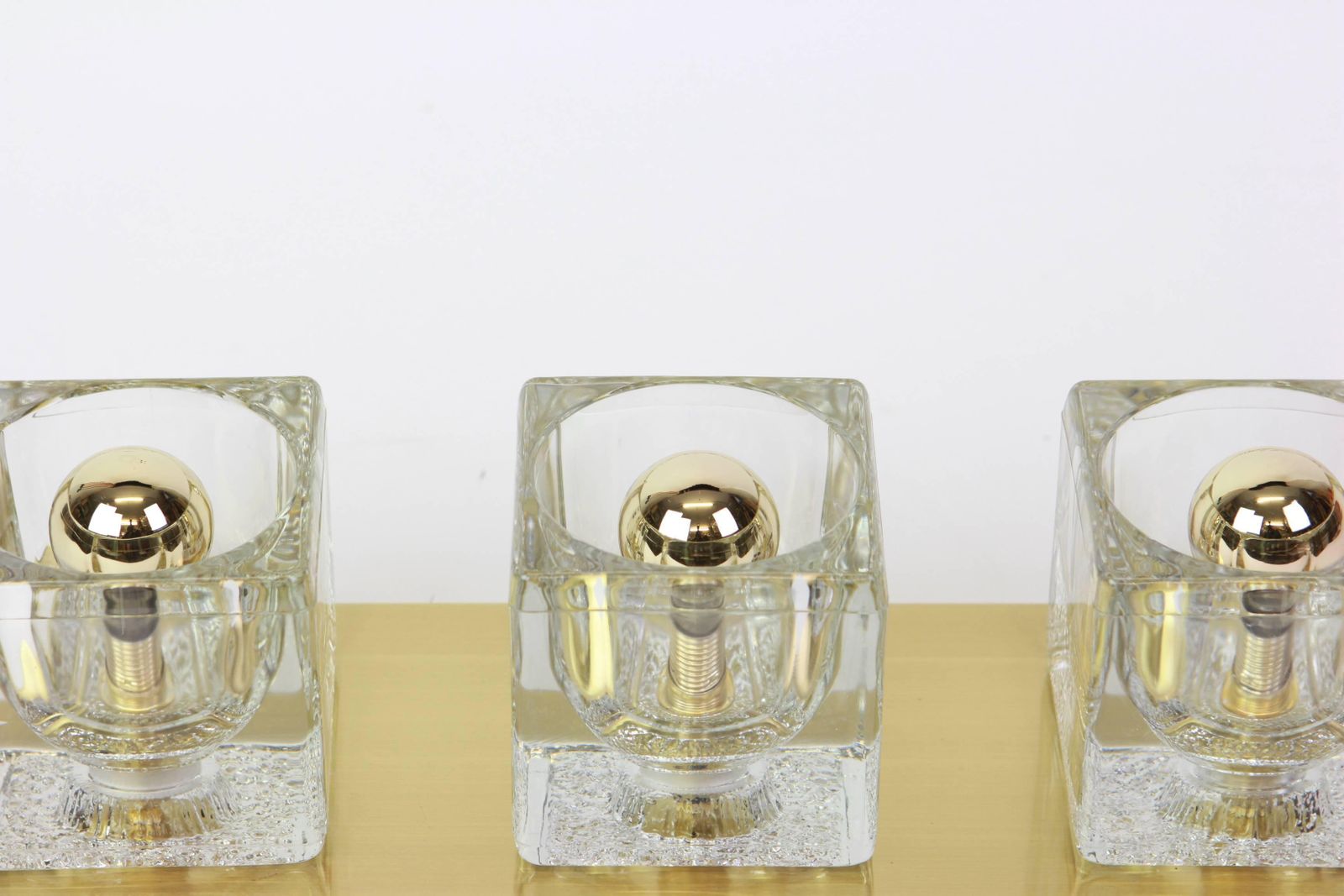 Pair Of Exclusive Crystal Glass Brass Wall Sconces By Peill & Putzler, Germany photo for sale