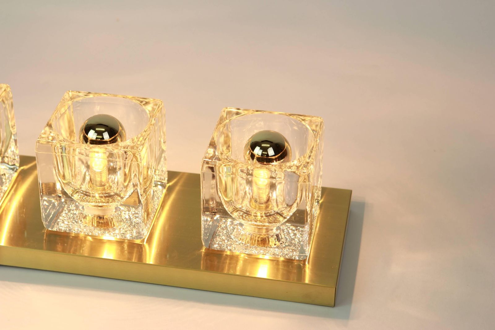 Pair Of Exclusive Crystal Glass Brass Wall Sconces By Peill & Putzler, Germany photo buy