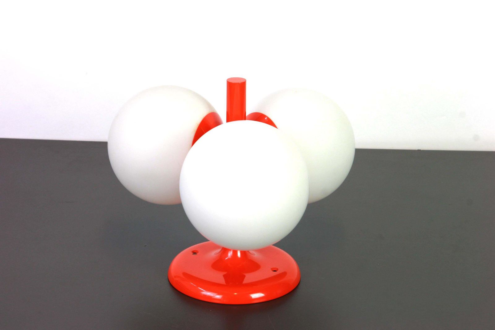 1 Of 2 Petite Midcentury Flush Mount In Orange By Kaiser, Germany, 1960s photo Lighting