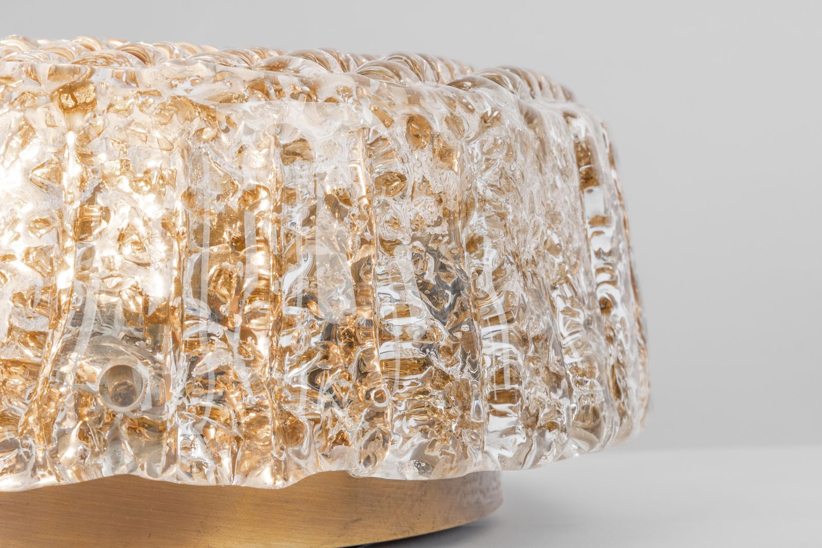 1 'Of 2' Petite Murano Amber Flushmount Wall Light By Hillebrand, Germany, 1970s photo vinterior