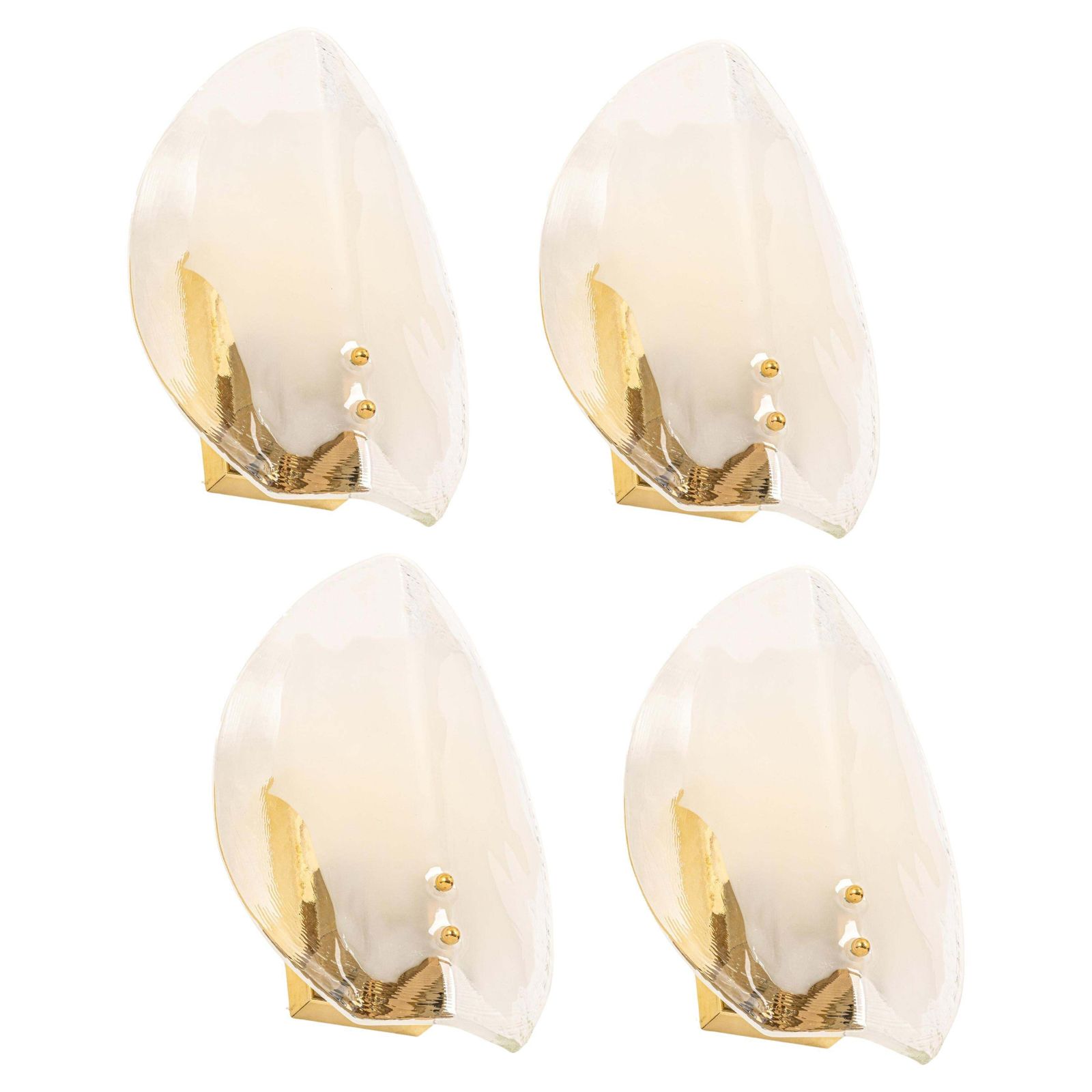 1 Of 2 Pairs Of Kalmar Brass & Murano Glass Sconces Wall Lights, Austria, 1970s