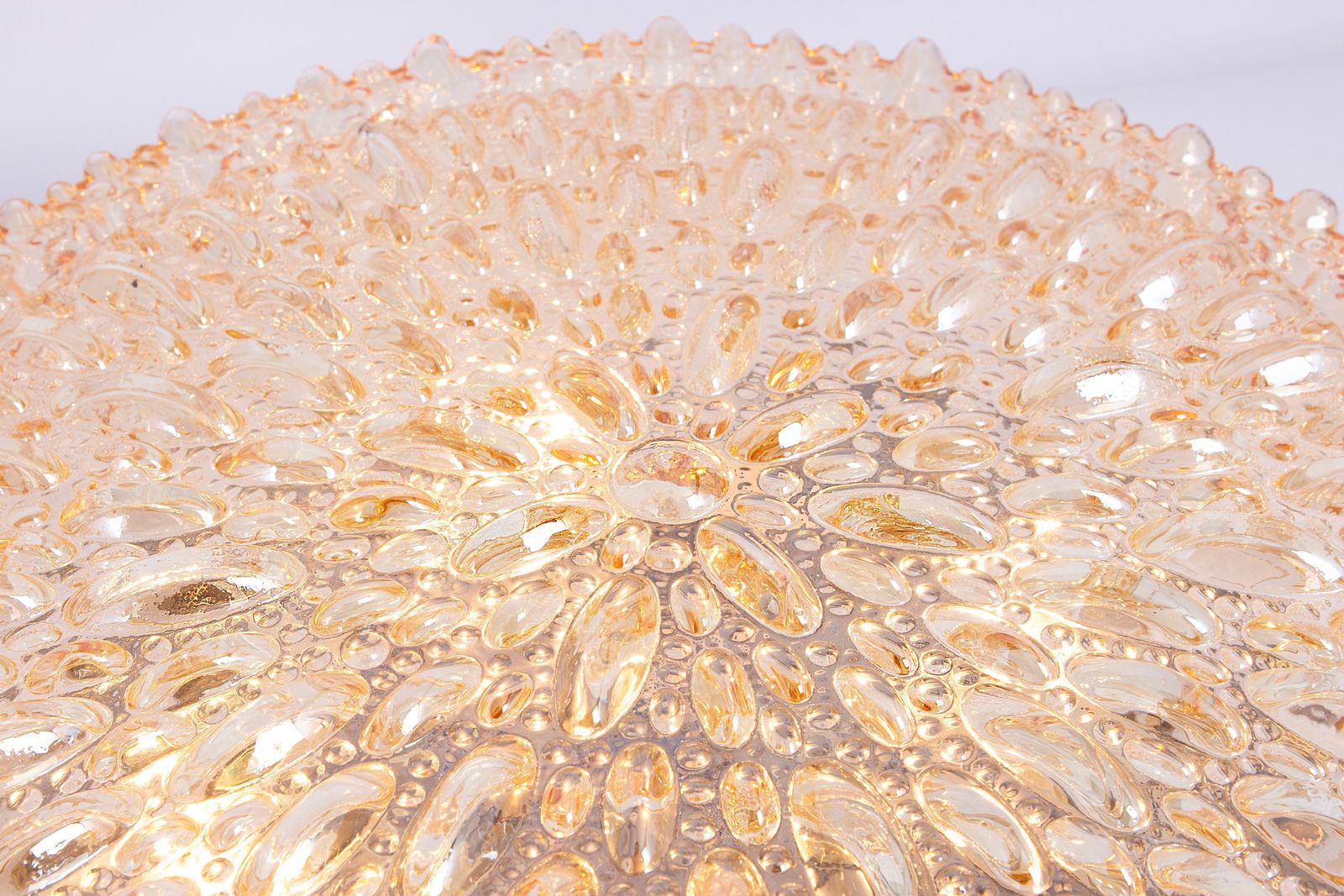 1 Of 6 Large Round Textured Glass Flushmount By Limburg, Germany, 1970s photo for sale