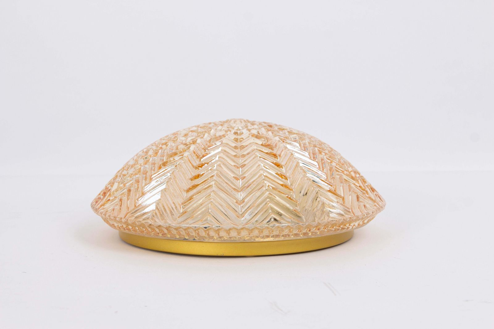 1 Of 2 Petite Round Glass Flush Mount By Limburg, Germany, 1970s photo vinterior